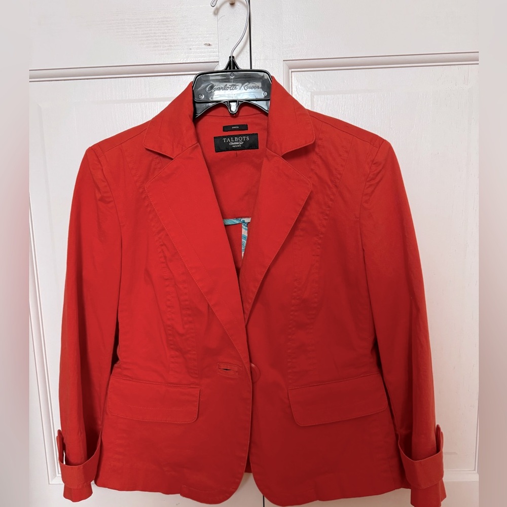 Talbots blazer jacket. New never worn. No tags. Petite size 2 or 4.  Red.